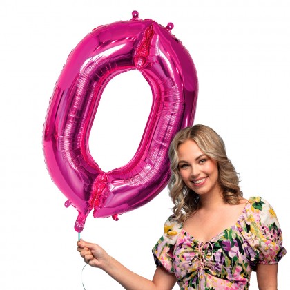 Folieballon '0' roze (86 cm)