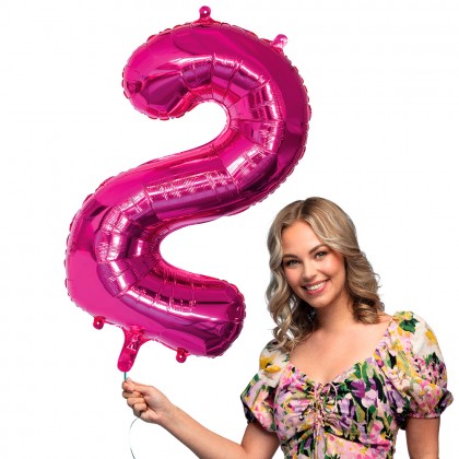 Folieballon '2' roze (86 cm)