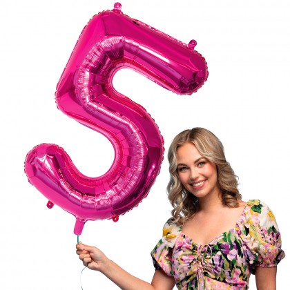 Folieballon '5' roze (86 cm)