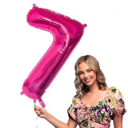 Folieballon '7' roze (86 cm)