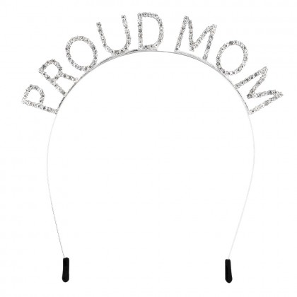 Metalen diadeem 'Proud mom' zilver