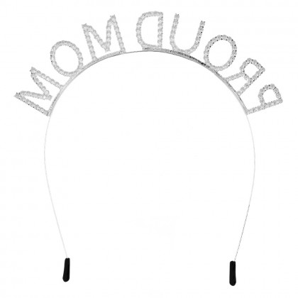 Metalen diadeem 'Proud mom' zilver