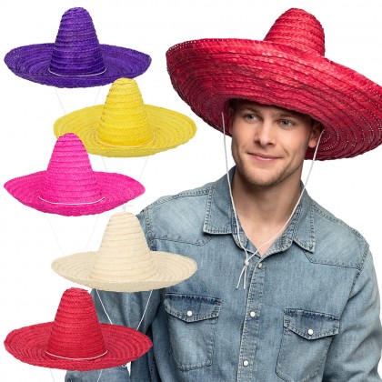 Sombrero Puebla 5 kleuren ass. (Ø 49 cm)