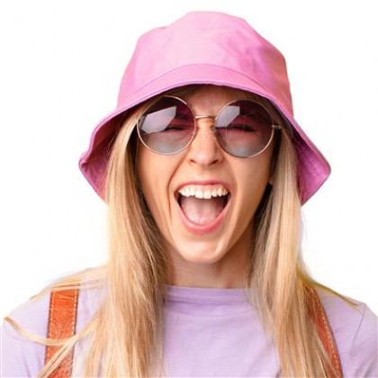 Bucket hat rood wit geel