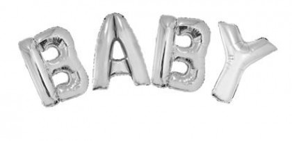 Ballonnenset 40" baby zilver met lint 5m