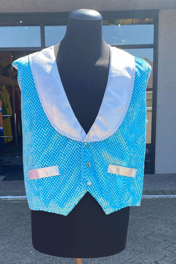 Blauw glitter giletje heren