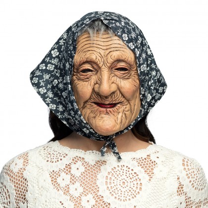 Latex hoofdmasker Oude vrouw met kap