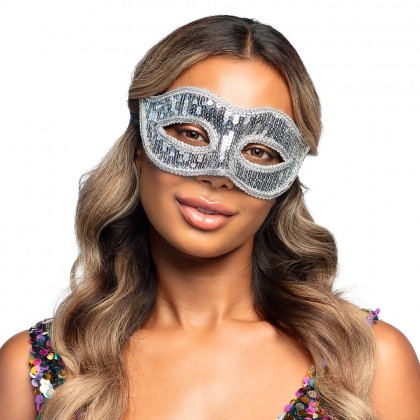 Oogmasker Venice sequins zilver