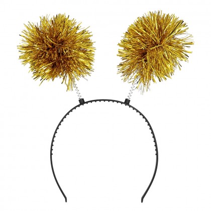 Diadeem Tinsel pompoms goud