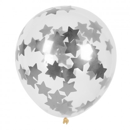 5 Confettiballonnen sterren zilver
