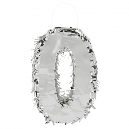 Piñata cijfer '0' zilver (25 x 16 x 5 cm)