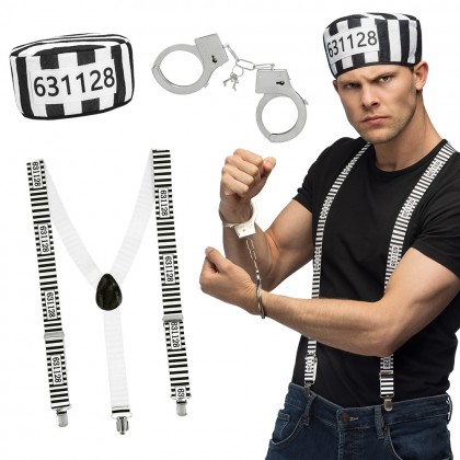 Set Gevangene (handboeien, bretels and pet)