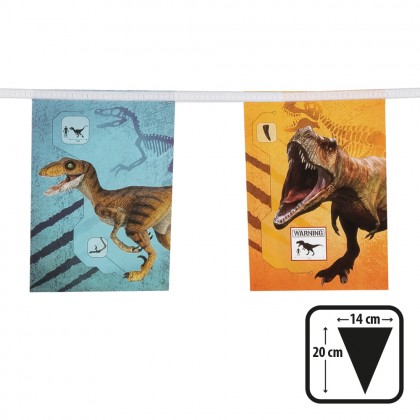Papieren vlaggenlijn T-Rex (14 x 20 cm)(3 m)