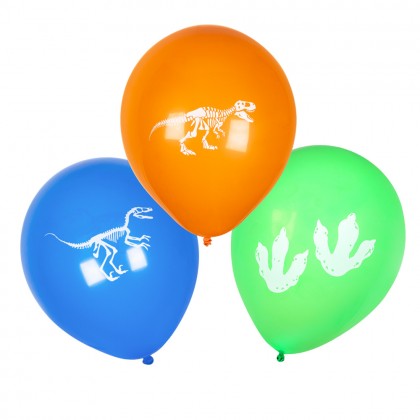 6 Latex ballonnen T-Rex dubbelzijdig (25 cm)