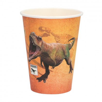 Set 8 papieren bekertjes T-Rex (25 cl)