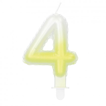 Kaarsje cijfer '4' pastel met houder (4 ass.)