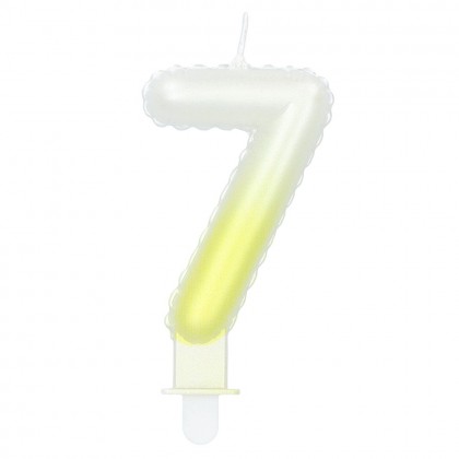 Kaarsje cijfer '7' pastel met houder (4 ass.)