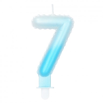Kaarsje cijfer '7' pastel met houder (4 ass.)