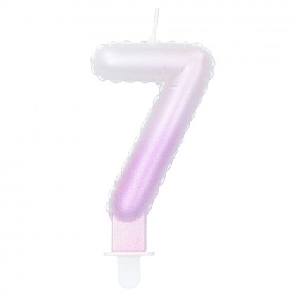Kaarsje cijfer '7' pastel met houder (4 ass.)