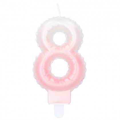 Kaarsje cijfer '8' pastel met houder (4 ass.)