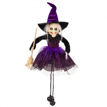 Hangdecoratie Little witch paars (60 cm)