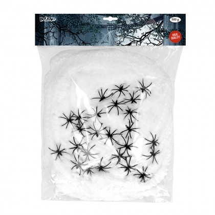 Spinrag 500 g wit met 25 spinnen (high quality)