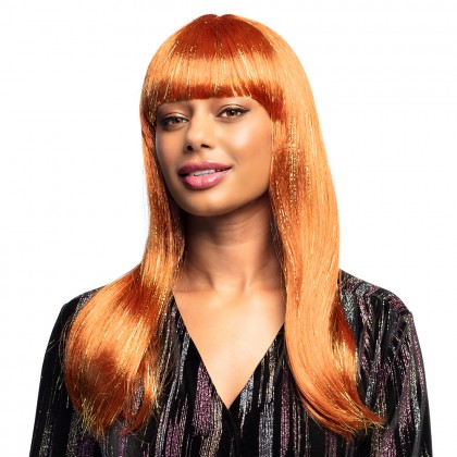 Pruik Grace glitter koper (goud tinsel)