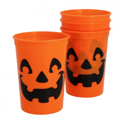 Set 4 plastic bekertjes Pompoen (30 cl)
