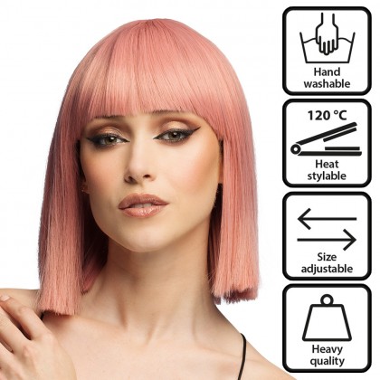 Pruik Djamilla coral pink high quality