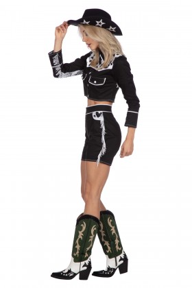 Cowgirl koeienprint zwart (V)