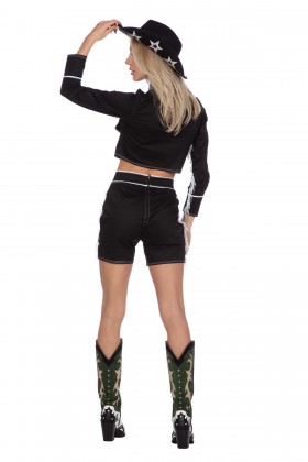 Cowgirl koeienprint zwart (V)