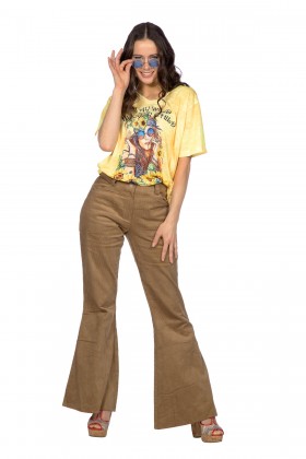 T-shirt hippie geel (V)