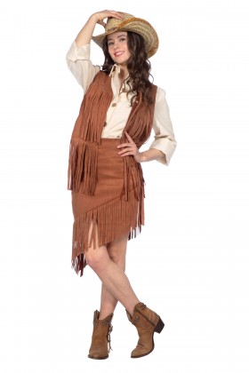 Cowgirl set bruin (vest +rok)
