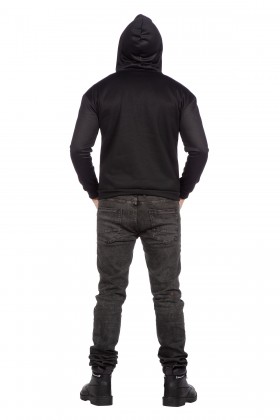 Hoodie met rits skelet strass steentjes