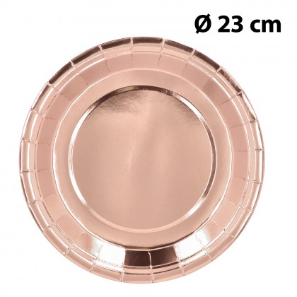 Set 6 papieren bordjes roségoud (23 cm)