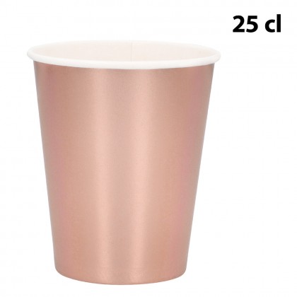 Set 6 papieren bekertjes roségoud (25 cl)