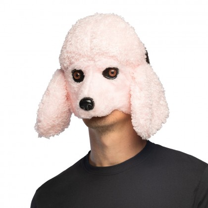 Pluchen halfmasker Roze poedel