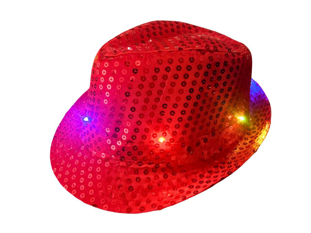 Hoed pailletten met licht (in verschillende kleuren)
