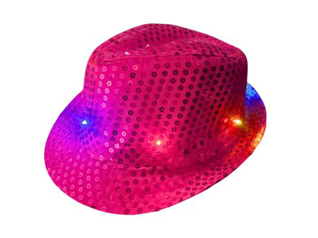 Hoed pailletten met licht (in verschillende kleuren)