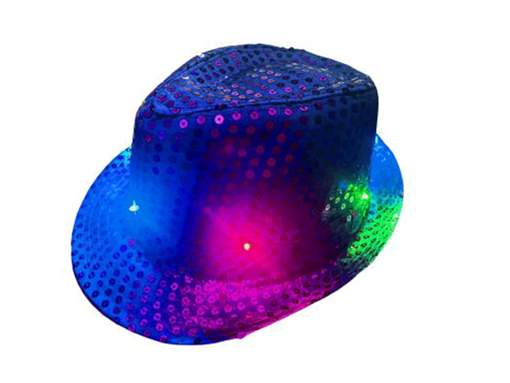 Hoed pailletten met licht (in verschillende kleuren)