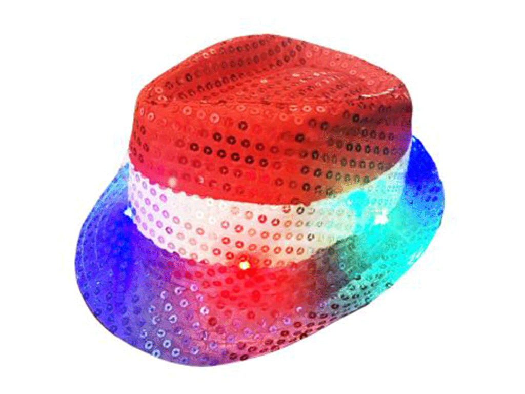 Hoed pailletten met licht (in verschillende kleuren)