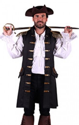 Heren piratenvest zwart