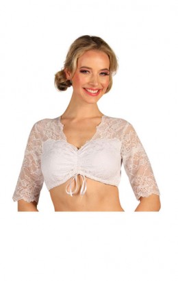 Dirndlblouse Lore wit met 3/4 mouwtjes kant
