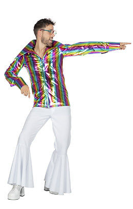 Foute Disco shirt regenboog