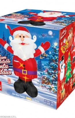 Kerstman opblaasbaar met licht 300 cm.