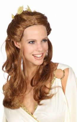 Pruik fantasy met gouden blaadjes