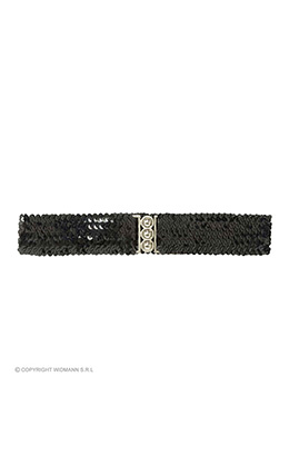 riem pailletten, zwart