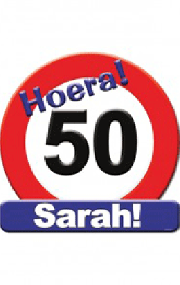 Huldeschild Sarah 50 jaar