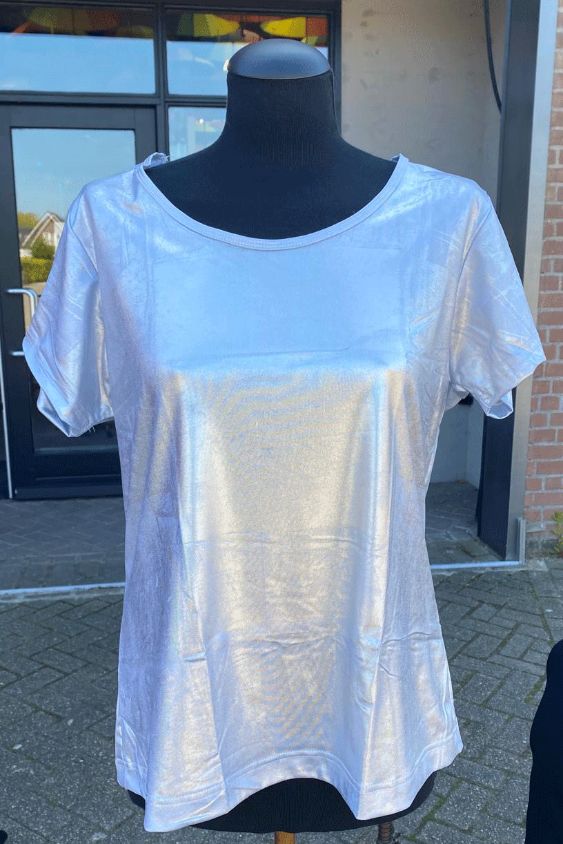 Glanzend zilveren shirt dames