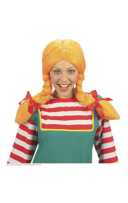 pruik, pippi buigbaar (in plastic doos)